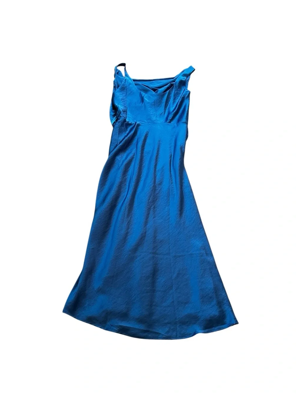 Abercrombie & Fitch Cowl Neck Maxi Dress Blue Satin Evening Party Minimalist